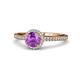 1 - Syna Signature Amethyst and Diamond Halo Engagement Ring 