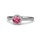 1 - Syna Signature Pink Tourmaline and Diamond Halo Engagement Ring 