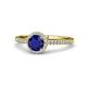 1 - Syna Signature Blue Sapphire and Diamond Halo Engagement Ring 