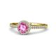 1 - Syna Signature Pink Sapphire and Diamond Halo Engagement Ring 