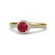 1 - Syna Signature Ruby and Diamond Halo Engagement Ring 
