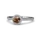1 - Syna Signature Smoky Quartz and Diamond Halo Engagement Ring 