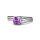 1 - Elena Signature 5.50 mm Round Amethyst Bypass Solitaire Engagement Ring 
