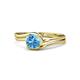 1 - Elena Signature 5.50 mm Round Blue Topaz Bypass Solitaire Engagement Ring 