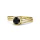 1 - Elena Signature 5.50 mm Round Black Diamond Bypass Solitaire Engagement Ring 