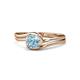 1 - Elena Signature 5.50 mm Round Aquamarine Bypass Solitaire Engagement Ring 