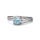 1 - Elena Signature 5.50 mm Round Aquamarine Bypass Solitaire Engagement Ring 
