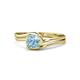1 - Elena Signature 5.50 mm Round Aquamarine Bypass Solitaire Engagement Ring 