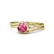 1 - Elena Signature 5.50 mm Round Pink Tourmaline Bypass Solitaire Engagement Ring 