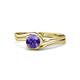1 - Elena Signature 5.50 mm Round Iolite Bypass Solitaire Engagement Ring 