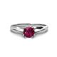 1 - Flora 6.50 mm Round Rhodolite Garnet Solitaire Engagement Ring 