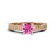 1 - Kaelan 6.00 mm Round Lab Created Pink Sapphire Solitaire Engagement Ring 