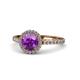 1 - Abeni 1.25 ctw (6.50 mm) Round Amethyst and Diamond Halo Engagement Ring   