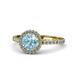 1 - Abeni 1.25 ctw (6.50 mm) Round Aquamarine and Diamond Halo Engagement Ring   