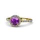 1 - Abeni 1.25 ctw (6.50 mm) Round Amethyst and Diamond Halo Engagement Ring   