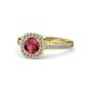 1 - Hain Rhodolite Garnet and Diamond Halo Engagement Ring 