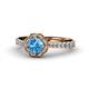 1 - Florus Blue Topaz and Diamond Halo Engagement Ring 