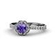 1 - Florus Iolite and Diamond Halo Engagement Ring 