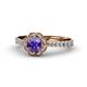 1 - Florus Iolite and Diamond Halo Engagement Ring 
