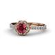 1 - Florus Rhodolite Garnet and Diamond Halo Engagement Ring 