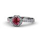 1 - Florus Rhodolite Garnet and Diamond Halo Engagement Ring 