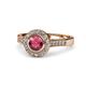 1 - Ara Rhodolite Garnet and Diamond Halo Engagement Ring 