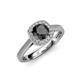 3 - Hain Black and White Diamond Halo Engagement Ring 