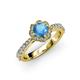 3 - Florus Blue Topaz and Diamond Halo Engagement Ring 