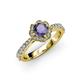3 - Florus Iolite and Diamond Halo Engagement Ring 