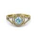 3 - Elle Aquamarine and Diamond Double Halo Engagement Ring 