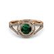 3 - Elle Emerald and Diamond Double Halo Engagement Ring 