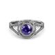 3 - Elle Iolite and Diamond Double Halo Engagement Ring 