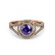 3 - Elle Iolite and Diamond Double Halo Engagement Ring 