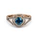 3 - Elle Blue and White Diamond Double Halo Engagement Ring 
