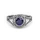 3 - Elle Blue Sapphire and Diamond Double Halo Engagement Ring 