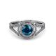 3 - Elle Blue and White Diamond Double Halo Engagement Ring 