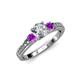 2 - Dzeni Diamond and Amethyst Three Stone Engagement Ring 