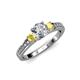 2 - Dzeni Diamond and Yellow Sapphire Three Stone Engagement Ring 