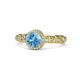 1 - Riona Signature Blue Topaz and Diamond Halo Engagement Ring 