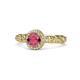 1 - Riona Signature Rhodolite Garnet and Diamond Halo Engagement Ring 