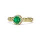 1 - Riona Signature Emerald and Diamond Halo Engagement Ring 
