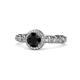 1 - Riona Signature Black and White Diamond Halo Engagement Ring 