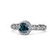 1 - Riona Signature Blue and White Diamond Halo Engagement Ring 