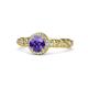 1 - Riona Signature Iolite and Diamond Halo Engagement Ring 