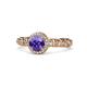 1 - Riona Signature Iolite and Diamond Halo Engagement Ring 