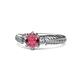 1 - Lucine Signature Three Stone with Side Diamond Engagement Ring 