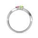 5 - Olena Pink Tourmaline and Peridot with Side Diamonds Bypass Ring 