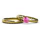 1 - Eudora 0.95 ct Classic Pink Sapphire Solitaire Bridal Set Ring 