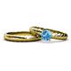 1 - Eudora 0.95 ct Classic Blue Topaz Solitaire Bridal Set Ring 