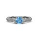 4 - Anora Signature Blue Topaz and Diamond Engagement Ring 
